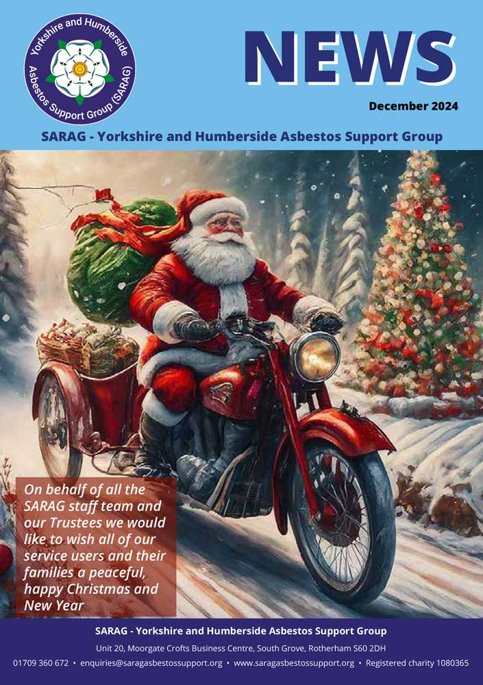 Sarag - News - December 2024. Santa riding a motorbike