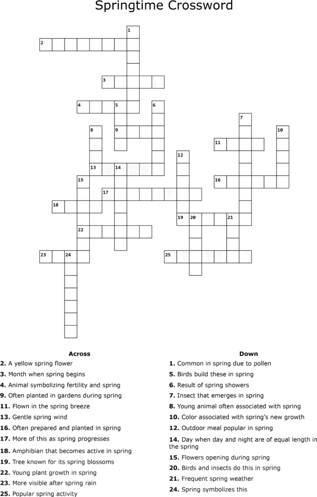 SARAG Spring Crossword including missing clues from the newsletter